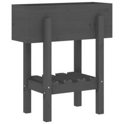 Berkfield Home Beautiful Garden Planter Grey 62x30x69 cm Solid Wood Pine - Size: 62 x 30 x 69 cm - thumbnail 4