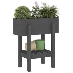 Berkfield Home Beautiful Garden Planter Grey 62x30x69 cm Solid Wood Pine - Size: 62 x 30 x 69 cm - thumbnail 1