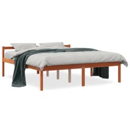 Berkfield Home Senior Bed without Mattress Wax Brown 150x200 cm King Size Solid Wood Pine - thumbnail 2