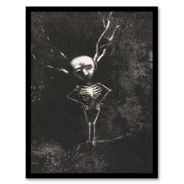 Artery8 Odilon Redon Framed Wall Art Print Pale Figure in Maze of Branches in Grey - Size: A4 - image 1