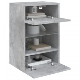 Berkfield Home TV Wall Cabinets with LED Lights 2 pcs Concrete Grey 40x30x60.5 cm - thumbnail 5