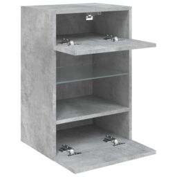 Berkfield Home TV Wall Cabinets with LED Lights 2 pcs Concrete Grey 40x30x60.5 cm - thumbnail 8
