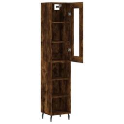 Berkfield Home Highboard Smoked Oak 34.5x34x180 cm Engineered Wood in Brown - thumbnail 4