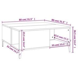 Berkfield Home Sturdy Coffee Table Sonoma Oak 80x80x36.5 cm Engineered Wood in Light Oak - thumbnail 8