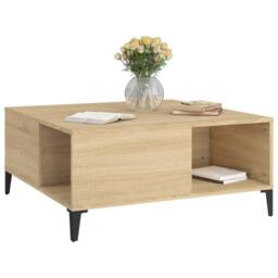 Berkfield Home Sturdy Coffee Table Sonoma Oak 80x80x36.5 cm Engineered Wood in Light Oak - thumbnail 4