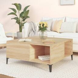 Berkfield Home Sturdy Coffee Table Sonoma Oak 80x80x36.5 cm Engineered Wood in Light Oak - thumbnail 2