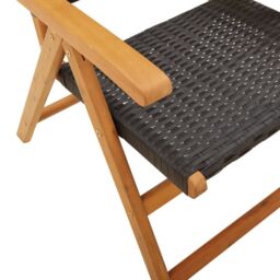 Berkfield Home Reclining Garden Chairs 8 pcs Black Poly Rattan & Solid Wood - thumbnail 8