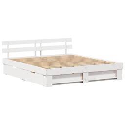 Berkfield Home with Drawer with Headboard with Storage White 180 x 200 cm Solid wood