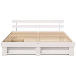 Berkfield Home with Drawer with Headboard with Storage White 180 x 200 cm Solid wood - thumbnail 8