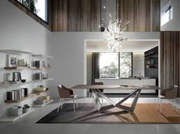 Angel Cerda Walnut & Glass Shelf with Pearl Grey Lacquered MDF - thumbnail 5