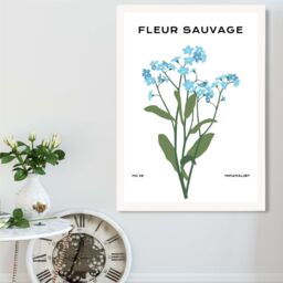 ARTZE Blue Forget Me Not Flower Market Minimalist Framed Print SIZE: A3 with White Frame in Mid Blue - Size: A4 - thumbnail 2