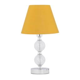 First Choice Lighting Set of 2 Chrome Two Ball Table Lamps with Ochre Yellow Shades in Silver - thumbnail 2