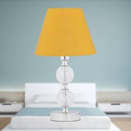First Choice Lighting Set of 2 Chrome Two Ball Table Lamps with Ochre Yellow Shades in Silver - thumbnail 4