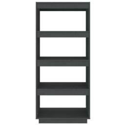 Berkfield Home Beautiful Book Cabinet/Room Divider Grey 60x35x135 cm Solid Pinewood - Size: 60 x 35 x 135 cm - thumbnail 5