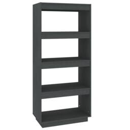 Berkfield Home Beautiful Book Cabinet/Room Divider Grey 60x35x135 cm Solid Pinewood - Size: 60 x 35 x 135 cm - thumbnail 3