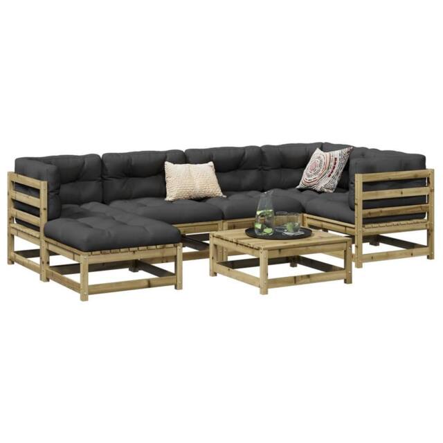 Berkfield Home 7 Piece Garden Sofa Set Impregnated Wood Pine in Brown - image 1