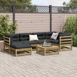 Berkfield Home 7 Piece Garden Sofa Set Impregnated Wood Pine in Brown - thumbnail 3