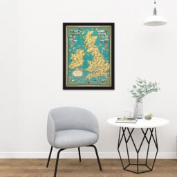 "Artery8 Wall Art Print Chase 1939 Pictorial Map British Isles Buildings Large Framed Wall Décor Art in Brown - Size: W18"" x H24""" - thumbnail 2