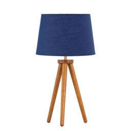 First Choice Lighting Voyage - Dark Oak Table Lamp or Bedside Light with Navy Blue Shade in Brown