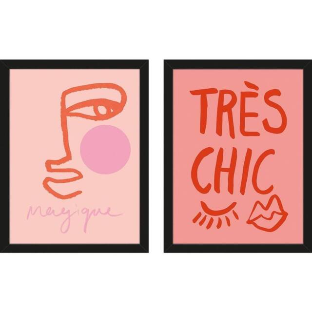 Grace Digital Magiqueface Très Chic Pink Framed Print Set Pack of 2 in Black - image 1