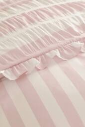Catherine Lansfield 'Seersucker Frill Stripe' Duvet Cover Set in Pink - Size: King - thumbnail 4