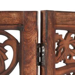 Berkfield Home Hand carved 3-Panel Room Divider Brown 120x165 cm Solid Mango Wood - thumbnail 4