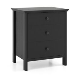 Costway Bedroom Nightstand Compact Storage Chest w/ 3 Drawer-Black in Black - thumbnail 1