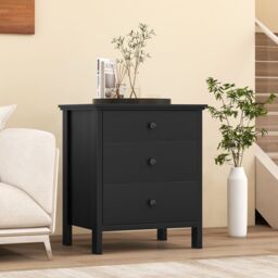 Costway Bedroom Nightstand Compact Storage Chest w/ 3 Drawer-Black in Black - thumbnail 5