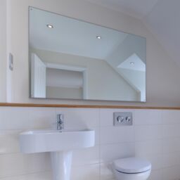 MirrorOutlet Circuitt 4mm Sheet Mirror Glass Polished Edges 4 Holes 120 x 80cm in Silver - Size: 1 Pack - thumbnail 1