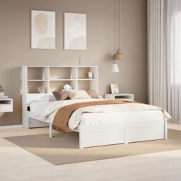 Berkfield Home Bookcase Bed without Mattress White 160x200cm Solid Wood Pine - Size: 160x200 cm - thumbnail 1