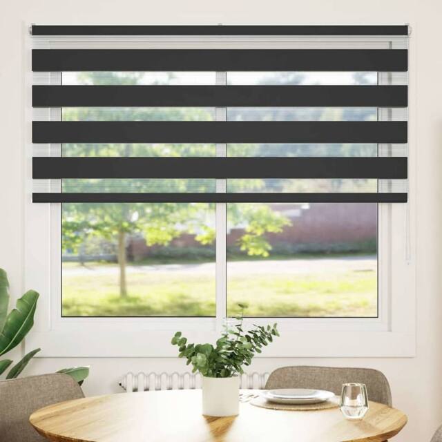 Berkfield Home Zebra Blind Black 165x150 cm Fabric Width 160.9 cm Polyester - image 1