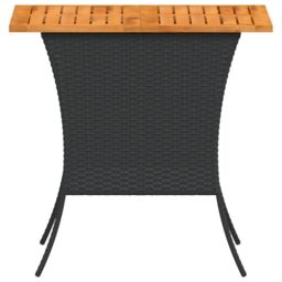 Berkfield Home Garden Table with Acacia Wood Top Black 105x75x72 cm Poly Rattan - Size: 105 x 75 x 72 cm - thumbnail 6
