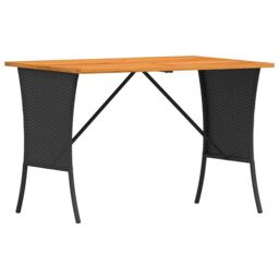 Berkfield Home Garden Table with Acacia Wood Top Black 105x75x72 cm Poly Rattan - Size: 105 x 75 x 72 cm - thumbnail 7