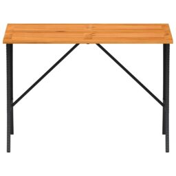 Berkfield Home Garden Table with Acacia Wood Top Black 105x75x72 cm Poly Rattan - Size: 105 x 75 x 72 cm - thumbnail 5