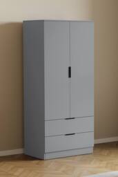 HD Designs Trega 2 Door 2 Drawer Wardrobe Clothes Hanging Rail MDF in Grey - thumbnail 1