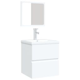 Berkfield Home Bathroom Sink Cabinet with Basin & Mirror White - thumbnail 3
