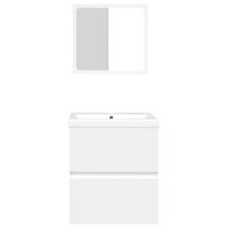 Berkfield Home Bathroom Sink Cabinet with Basin & Mirror White - thumbnail 4