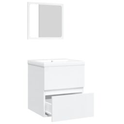 Berkfield Home Bathroom Sink Cabinet with Basin & Mirror White - thumbnail 6