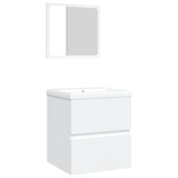 Berkfield Home Bathroom Sink Cabinet with Basin & Mirror White - thumbnail 2