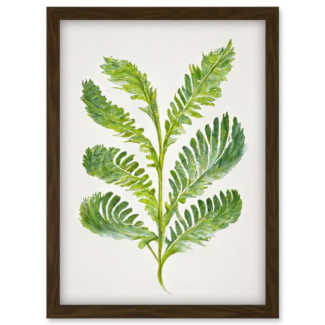 Artery8 Royal Fern Leaf Modern Watercolour Botanical Artwork Framed Wall Art Print A4 in Brown - image 1