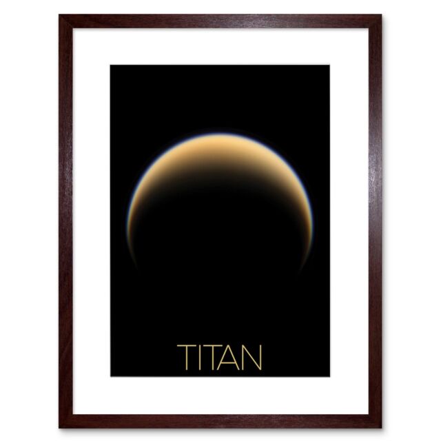 "Artery8 Wall Art Print NASA Our Solar System Titan Saturn's Moon North Pole Artwork Framed 9X7 Inch in Brown - Size: W7"" x H9""" - image 1