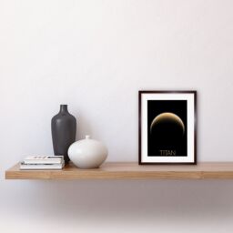 "Artery8 Wall Art Print NASA Our Solar System Titan Saturn's Moon North Pole Artwork Framed 9X7 Inch in Brown - Size: W7"" x H9""" - thumbnail 2