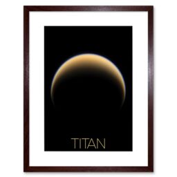 "Artery8 Wall Art Print NASA Our Solar System Titan Saturn's Moon North Pole Artwork Framed 9X7 Inch in Brown - Size: W7"" x H9""" - thumbnail 1