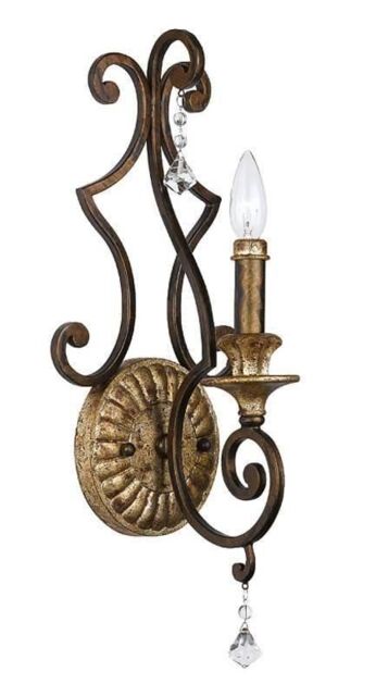 Netlighting Marquette 1 Light Indoor Candle Wall Light Antique Bronze E14 in Brown