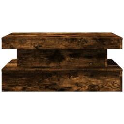 Berkfield Home Modern Coffee Table with LED Lights Smoked Oak 90x50x40 cm in Brown - Size: 90 x 50 x 40 cm - thumbnail 7