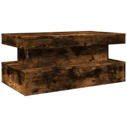 Berkfield Home Modern Coffee Table with LED Lights Smoked Oak 90x50x40 cm in Brown - Size: 90 x 50 x 40 cm - thumbnail 9