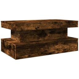 Berkfield Home Modern Coffee Table with LED Lights Smoked Oak 90x50x40 cm in Brown - Size: 90 x 50 x 40 cm - thumbnail 1