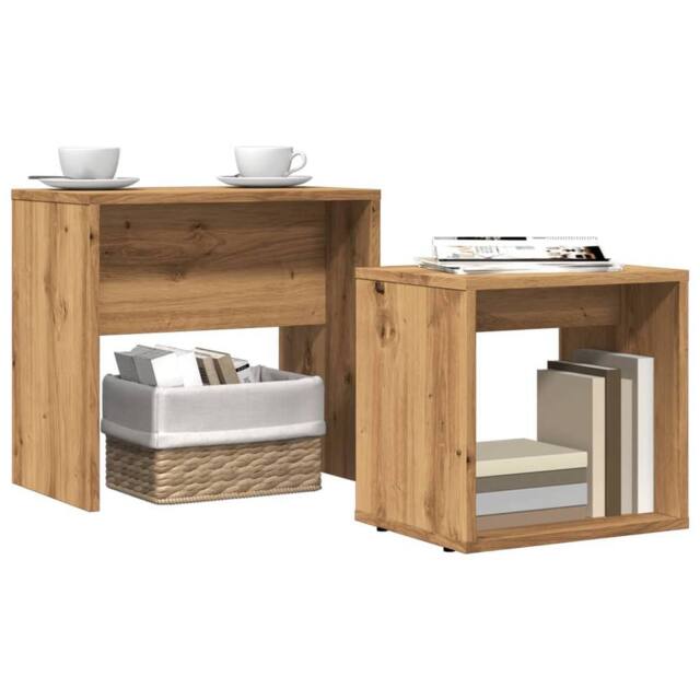Berkfield Home Nesting Coffee Tables 2 pcs Artisan Oak Engineered Wood in Brown - image 1