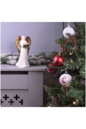 Netagon Ceramic Christmas Festive Winged Angel Tealight Holder Ornament - Gold in White - thumbnail 1