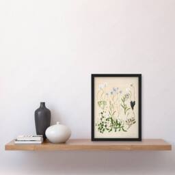 Artery8 Sarah Featon Framed Wall Art Print New Zealand Perennial Wild Flowers in Beige - Size: A4 - thumbnail 2